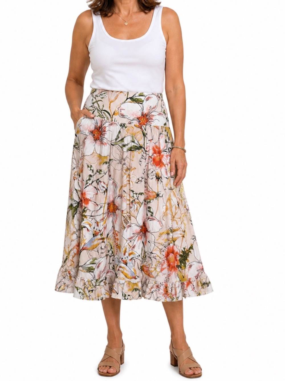 Inc International Concepts Floral Sketch Botanica Skirt XL NWT
